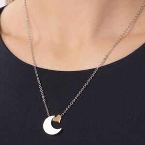 Moon and Heart Necklace